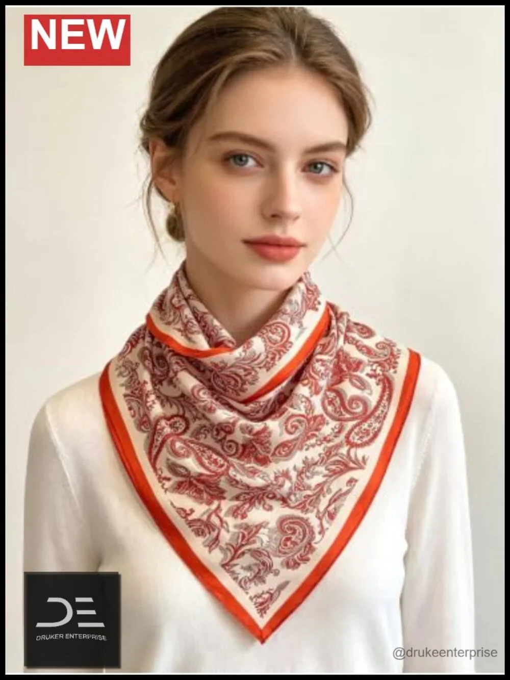 Satin Scarf 51x21 Oblong Paisley Lightweight Silk Feeling Women Neck Hair Bag